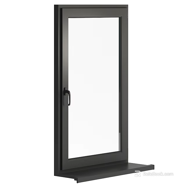 Modern Black Frame Casement Window With Sleek Glass Panel And Handle 3d model