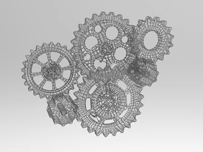 Artistic Intricate Mechanical Decorative Ornament Set With Interlocking Gears Design 3d model