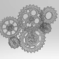 Artistic Intricate Mechanical Decorative Ornament Set With Interlocking Gears Design