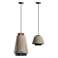 Modern Woven Pendant Lights With Colored Tops And Soft Glowing Illumination