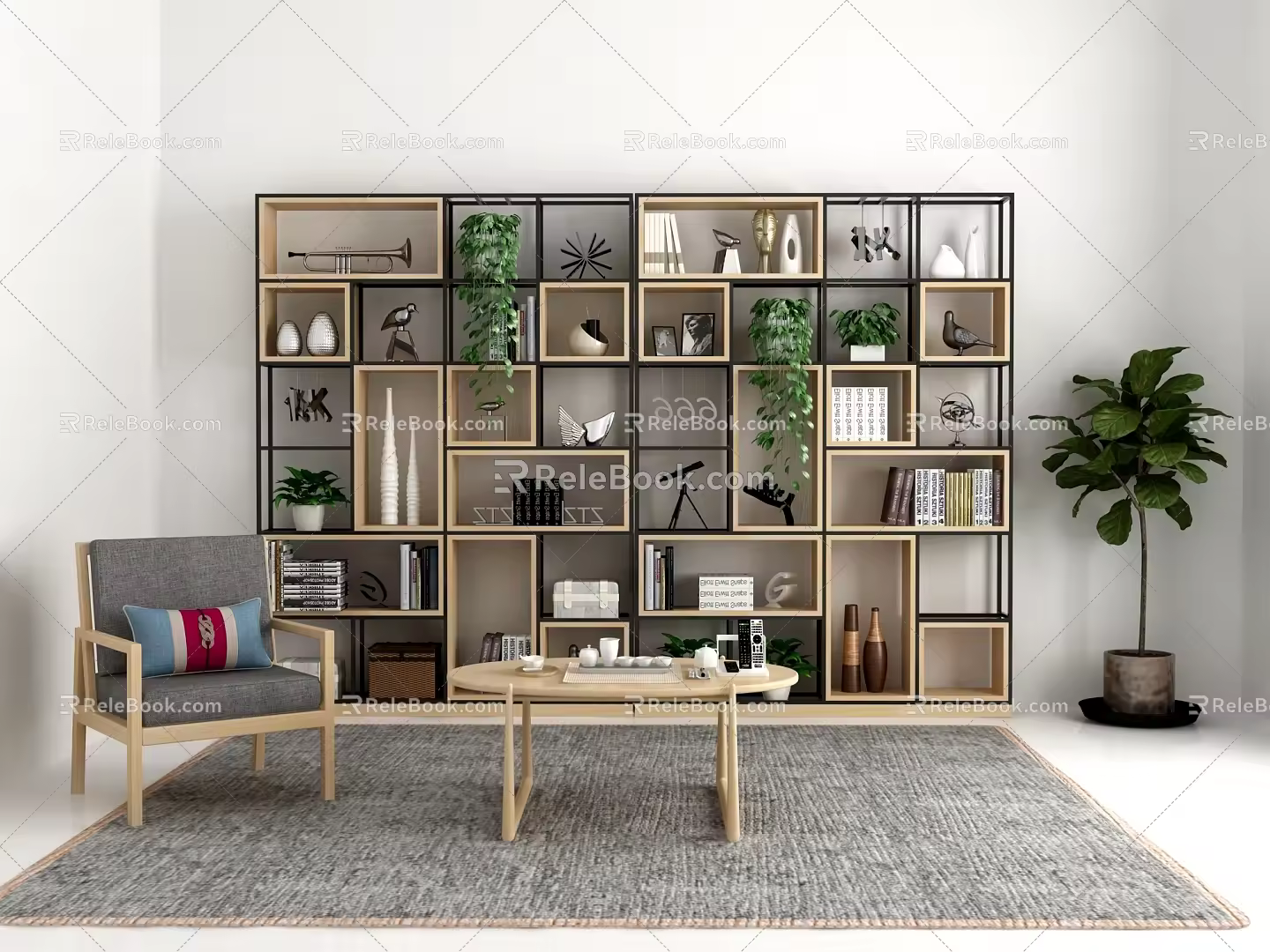 Modern Shelf Bookshelf 3d model