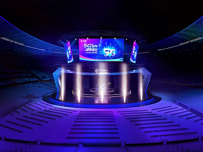eGames 2023 World Finals Stadium Stage With Large Screen And Lighting Effects 3d model
