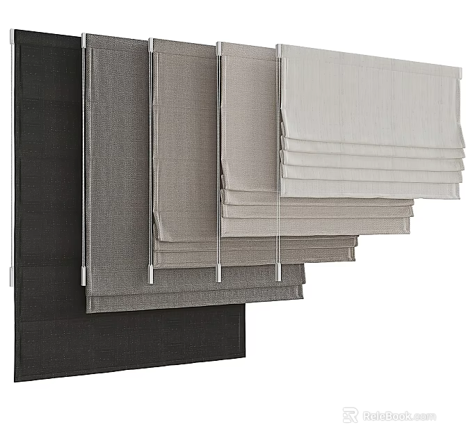 Stylish Roman Blinds In Various Neutral Tones For Modern Home Decor 3d model 