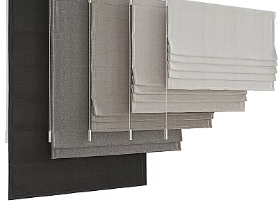 Stylish Roman Blinds In Various Neutral Tones For Modern Home Decor 3d model