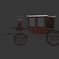 Vintage Red Carriage With Gold Accents And Intricate Spoked Wheels Design