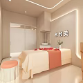 Beauty Salon Interior Design with Comfortable Beauty Bed Wooden Stool and Minimalist Decor