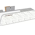 White Reception Desk With Marble Texture And Wooden Accessory Featuring Presentation Lettering 3d model