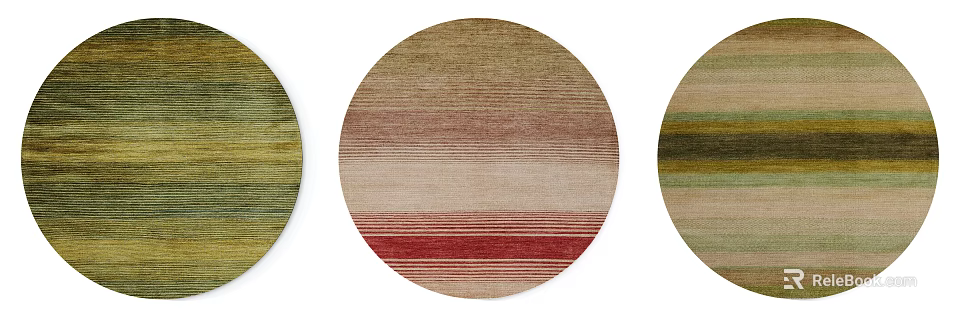 Modern Circular Rugs with Striped Patterns and Gradient Colors for Home Decor 3d model