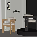 Poliform Modern Armchairs With Wooden Black Frames And Comfortable Beige Cushions