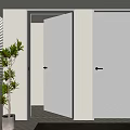 Modern Light Gray Hinged Doors with Dark Frames in Interior Entrance Featuring Potted Plant