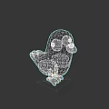 Cartoon Style 3D Flying Bird with Dark Blue Body Yellow Eyes Orange Claws Grey Wings