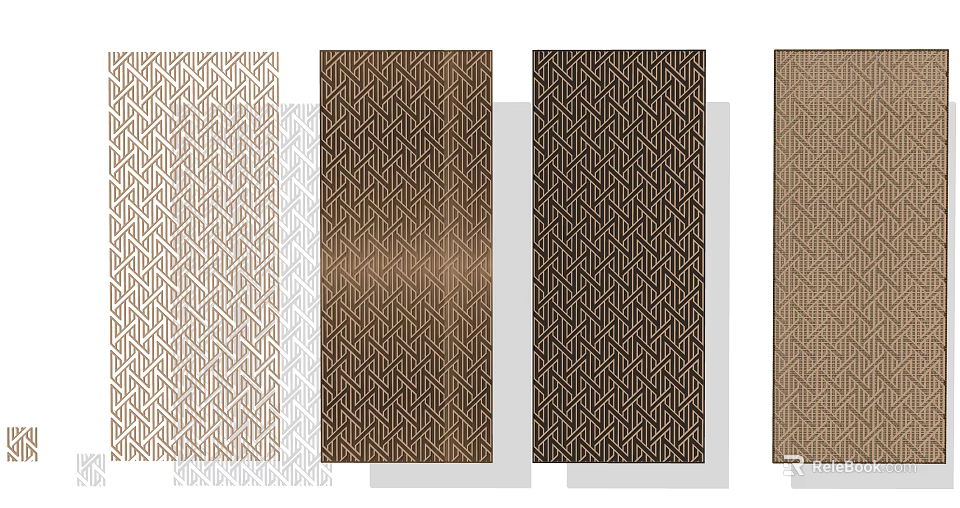 Decorative Screen Collection Featuring Various Geometric Patterns And Different Color Tones For Interior Decor 3d model