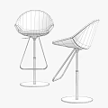 Modern Black And White Bar Stools With Curved Seat And Metal Frame Base