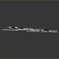 Aerial View of Building Complex Model with Parking Lot Vehicles Greenery and Buildings