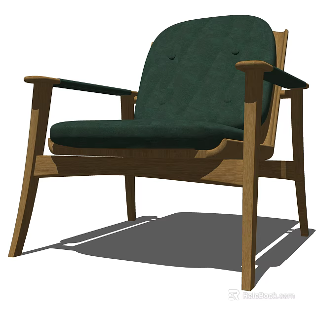 Modern Armchair With Wooden Frame And Green Upholstery For Living Space 3d model 
