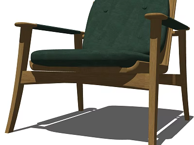Modern Armchair With Wooden Frame And Green Upholstery For Living Space 3d model