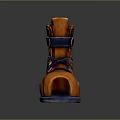 Orange Boot Shaped Household Item With Blue Straps And Hole Design