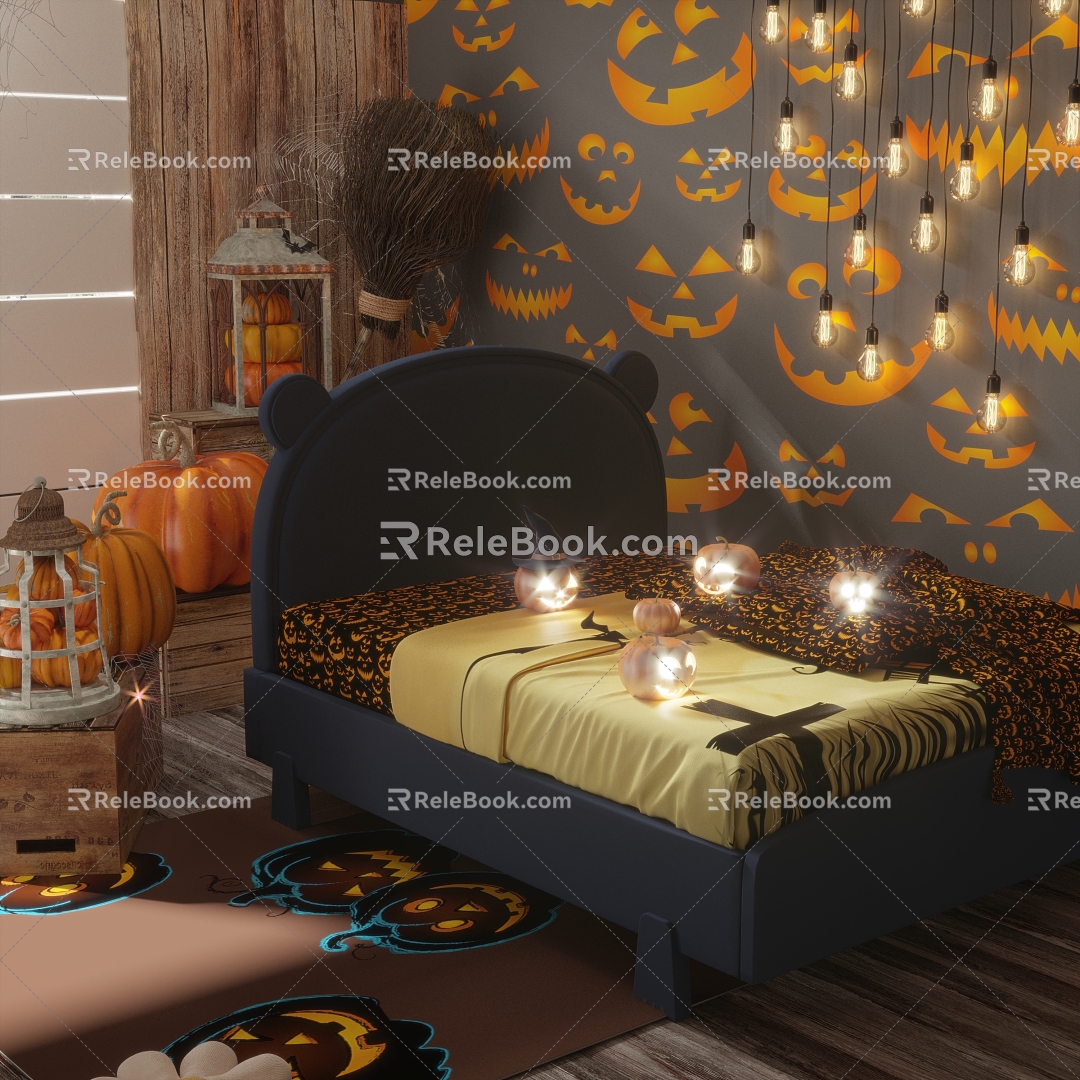 Halloween American Bedroom 3d model