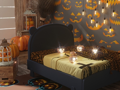 Halloween American Bedroom 3d model