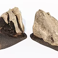 Pair Of Natural Stone And Wood Decorative Pieces With Textured Surfaces