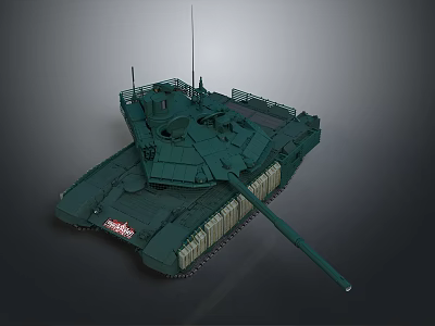 Military Green Armored Tank With Cannon Tracks And Antenna Design 3d model
