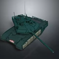 Military Green Armored Tank With Cannon Tracks And Antenna Design