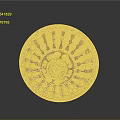 Ornate Round Shield With Red And Gold Intricate Carvings And Central Design