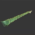 Futuristic Green Segmented Weapon With Spine Like Structure And White Tip