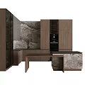 Modern Kitchen Cabinets Design With Wooden Frames And Marble Island Countertop