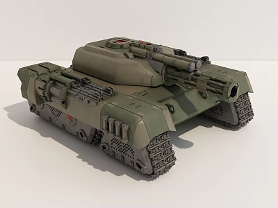 Detailed Green Military Tank Design With Twin Cannons And Tracked Wheels 3d model