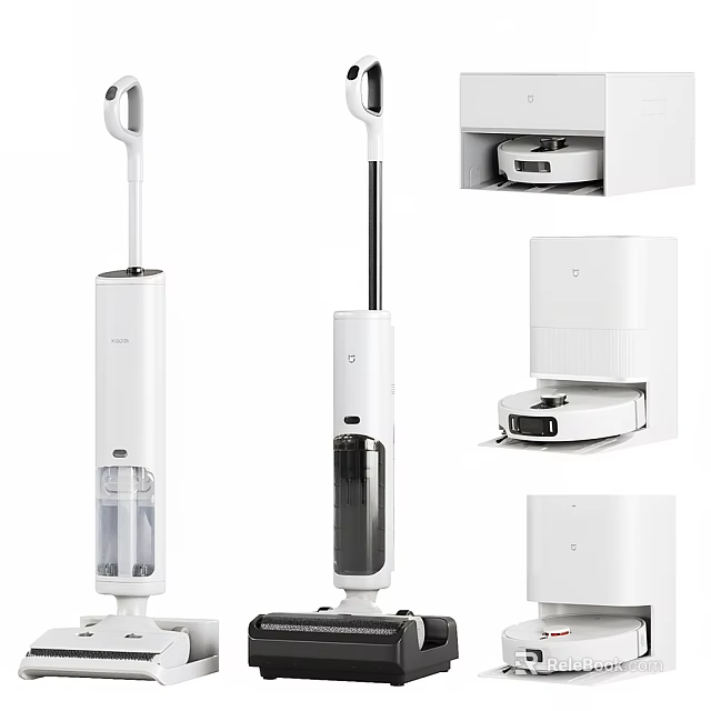 Sleek White Upright Vacuum Cleaner With Storage Base And Modern Design 3d model 