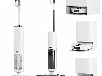 Sleek White Upright Vacuum Cleaner With Storage Base And Modern Design 3d model