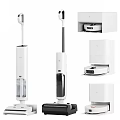 Sleek White Upright Vacuum Cleaner With Storage Base And Modern Design
