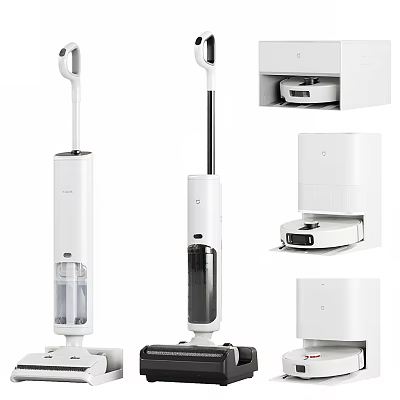 Sleek White Upright Vacuum Cleaner With Storage Base And Modern Design 3d model