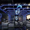 Futuristic Modern KTV Interior Design With Neon Lighting Sofas And Wall Decor 3d model