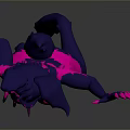 3D Cyberpunk Rabbit Character With Violet Pink Neon Accents And Futuristic Design