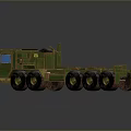 Vintage Green Heavy Duty Military Trailer With Multiple Wheels And Weathered Exterior