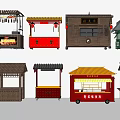 Traditional Chinese Stalls With Various Styles Colorful Designs And Decorative Lanterns