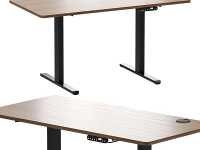Modern Wooden Electric Height Adjustable Desk And Chair Combination For Home Office Daily Use 3d model