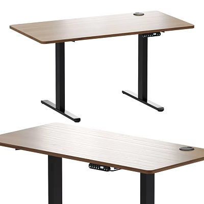 Modern Wooden Electric Height Adjustable Desk And Chair Combination For Home Office Daily Use 3d model