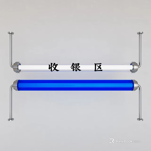 Modern Tubular Pendant Lights for Cashier Area with White and Blue Design and Metal Frame 3d model 