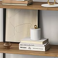 Modern Shelving Unit With Wooden Shelves Black Metal Frame And Decorative Books Vases Photo Frames