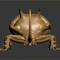 Golden Metallic Beetle With Shiny Surface And Detailed Horns On Dark Background
