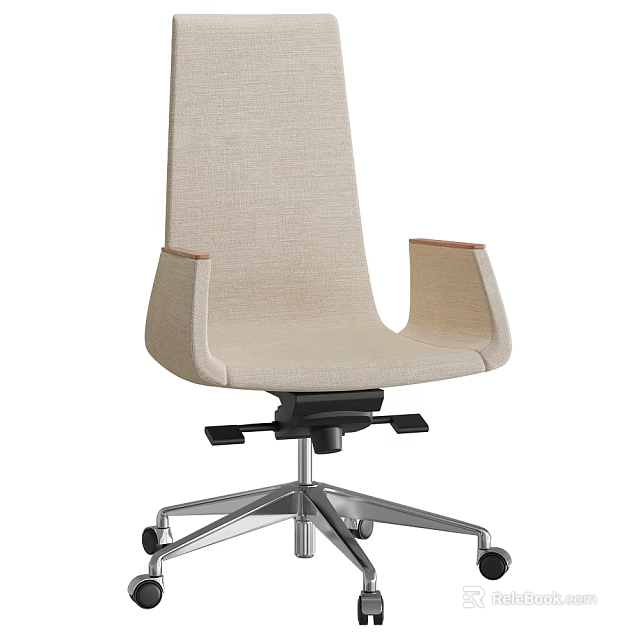 High Back Upholstered Office Chair With Fabric Seat Metal Base And Casters 3d model 