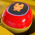 Red And Yellow Headphone Speaker With Iron Man Helmet Logo And Smooth Glossy Surface