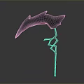 Fantasy Weapon Featuring Curved Blade And Intricate Metal Handle Design