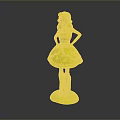 Blonde Hair Princess Doll Wearing Pink Dress With Crown And Pink Boots On Pink Base
