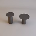Two Simple Gray Round Tables With Cylindrical Bases And Minimalist Design 3d model
