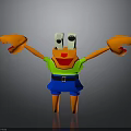 Cartoon Crab Character With Orange Claws Green Shirt And Blue Skirt In 3D Style