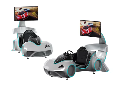 Modern Racing Simulator Arcade Game Machines With Screens Seats And Steering Wheels 3d model